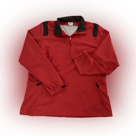 Nike Golf Women’s XL Red Black 1/2 Zip Windbreaker Colorblock Pullover - Picture 1 of 11